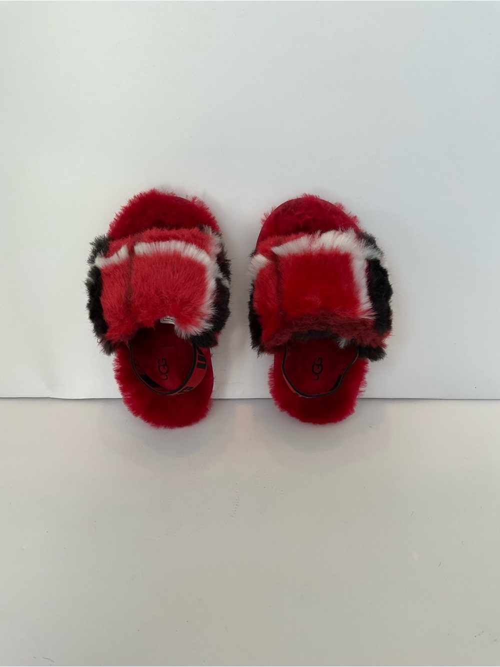 Kids UGG Fluff Yeah Red Fuzzy Slide Slipper